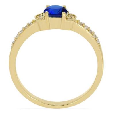 BUY 14K GOLD NATURAL BLUE SAPPHIRE GEMSTONE WITH WHITE DIAMOND CLASSIC RING